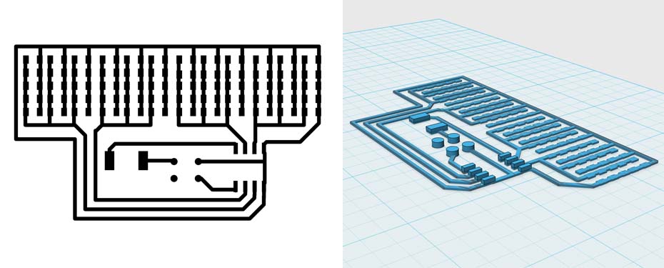 Figure 2. PNG image (Left) and Autodesk 3D Model (Right) of the ATtiny circuit.